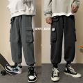 Casual Pants Men Autumn and Winter Korean Style Trendy Straight Cargo Pants All-Matching Fashion Loose Student Ankle Length Jogger Pants Men.