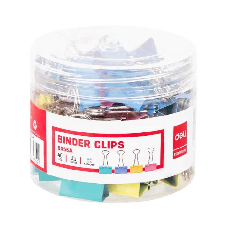 Deli E8555A Colourful Binder Clips 19mm Pack of 40