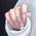 ins sweet wind purple diamond love zircon open ring female four-pointed star niche cold wind light luxury personality ring.