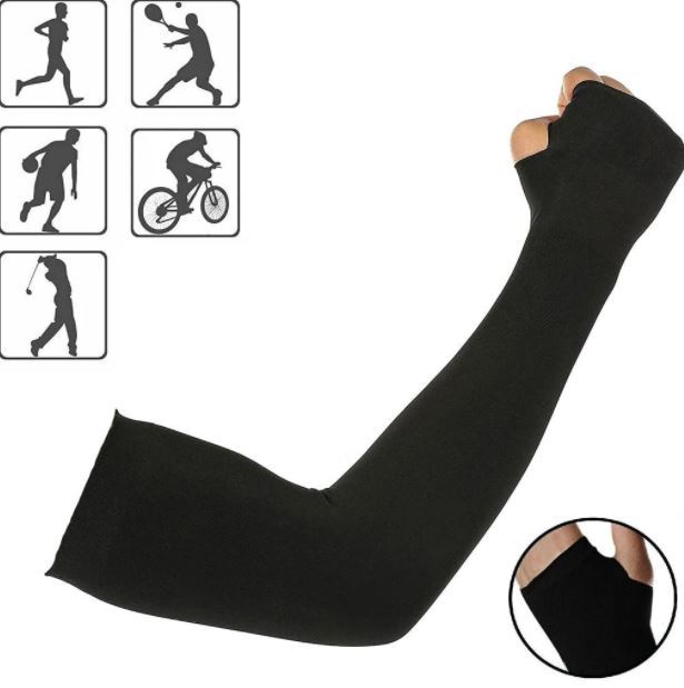 Black UV Sun Protection Hand Protector Ice Silk Arm Sleeves Sunscreen Sleeves