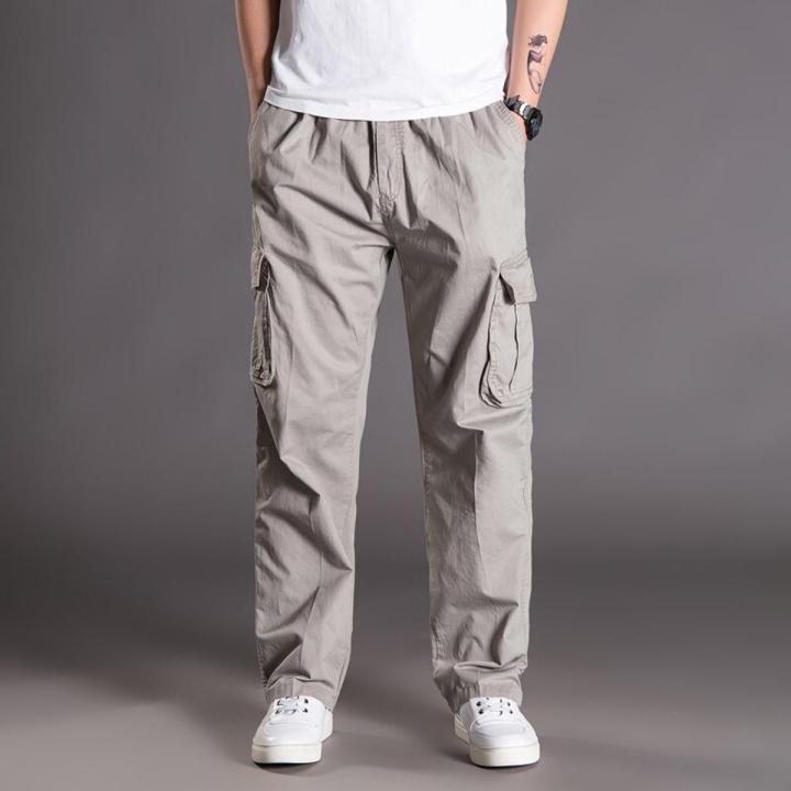 Thoshine Brand Spring Autumn Men Casual Cargo Pants 95% Cotton Multiple ckets Male Thin Trousers Loose Plus Size Oversize