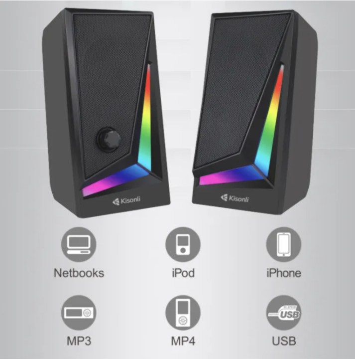KISONLI%20X1%20USB%20Wired%20Multimedia%20Speaker%20With%20Colorful%20RGB%20Lights%20For%20Laptop%20Desktop%20Gaming%20-%20Image%204