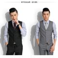 Pure Cot High-quality Goods High-end Wedding Dress and Groom Pure Color Suit Vest Men / Black Grey Slim Business Suits Vest Male. 