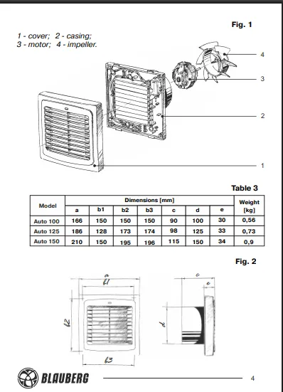 blauberg auto exhaust fan mounting