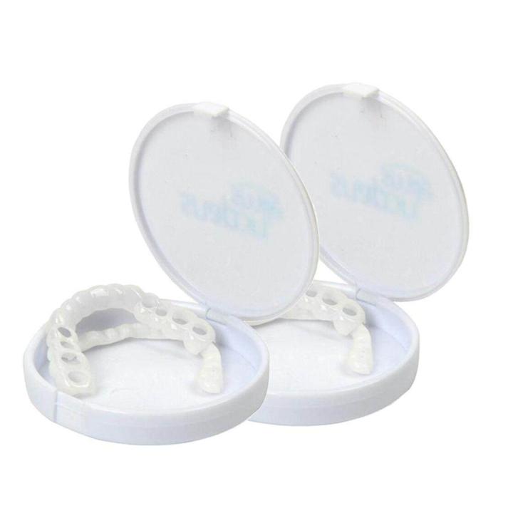 2 Set Perfect Teeth Veneers False Tooth Covers White Upper & Lower Set