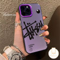Trendy Brand Stussy Billiards Phone Case Compatible for IPhone 11 13 14 15 12 Pro Max 7 8 14 Plus X XR XS Max 7Plus SE 2020 Luxury Plating Graffiti Letters Shockproof Cover.