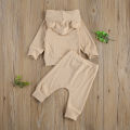 Newborn Baby 2-piece Outfit Set Long Sleeve Solid Color Hoodie and Pants Set for Kids Boys. 