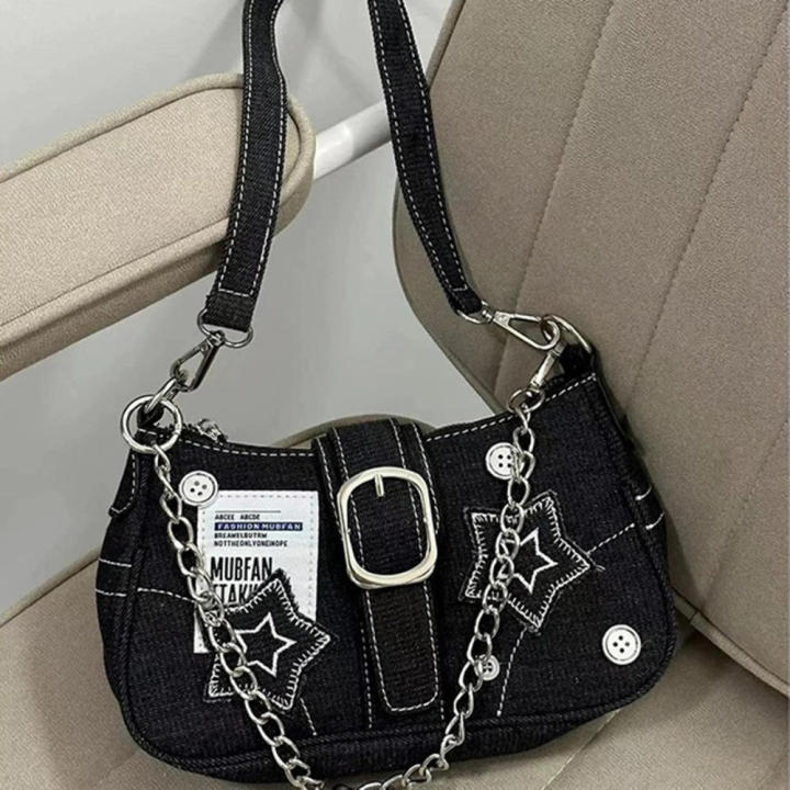 Fashion%20Y2K%20Women's%20Handbags%20Lightweight%20Cool%20Y2K%20Fashion%20Cowboy%20Underarm%20Bag%20Stars%20Pattern%20Tote%20for%20Streetwear%20Daily%20Use%20Teen%20Fashion%20Gift%20-%20Image%203
