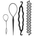 1Set= 4Pcs Girls Hair Braiding Tool Twist Styling Hair Clip Stick Bun Meatball Head Maker Comb Hair Tools. 