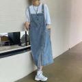 Spring Summer Denim Overall Dress Women Sleeveless Jeans Dresses Fashion Female Solid Slip Casual Loose Spaghetti Strap Dresses.