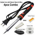 Soldering Iron Combo 4pcs Pack (Soldering Iron 60 Watt, Soldering Wire lead, Rosin, Stand)- Tatal Soldering iron 220V 60 watt Stander Quality Soldering iron Combo. 