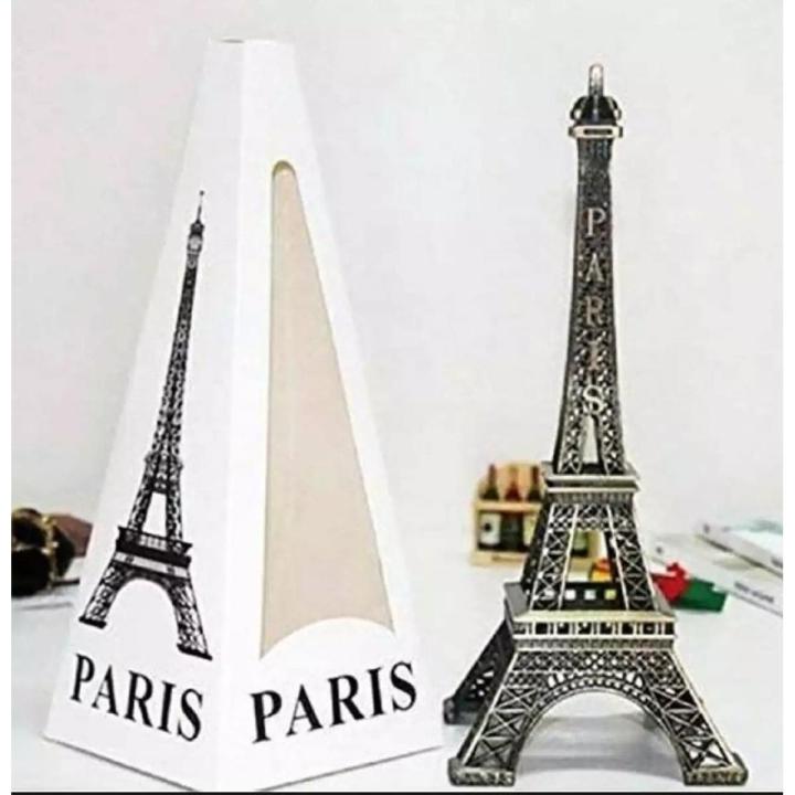 ডেকোরেশন 7 ইঞ্চি ধাতব আইফেল টাওয়ার স্ট্যাচু শোপিস - room decoration items