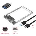 2.5inch HDD SSD Case SATA to USB 3.0/Type C Tool-Free Transparent External Hard Drive Enclosure Support UASP SATA III for Laptop. 