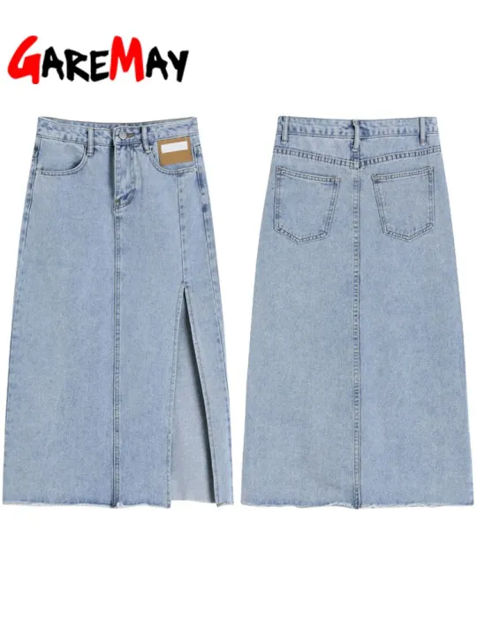 Long%20Denim%20Skirt%20Midi%20Women's%20High-waisted%20Spring%20A-line%20Pencil%20Female%20Jeans%20Vintage%20Skirt%20with%20Side%20Slit%20for%20Women%202023%20-%20Image%206