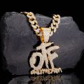 Iced out OTF Pendant Necklace with Cuban Link Chain for Men Women ,Rapper Jewelry Accessories.