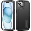 3 In 1 Full Cover Shockproof Phone Case With Stand For iPhone 15 Thick Hard Phone Casing Contrasting Colors Fashion Phone Cover Shell. 