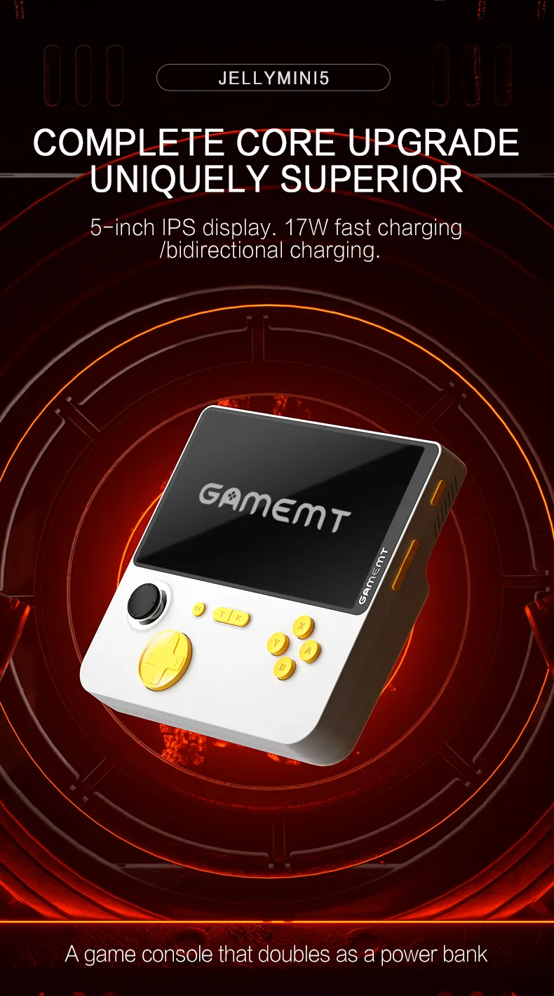 Gadgetoo E5 Handheld Game Console 5-Inch Ips Large Screen Arcade Two Player Battle Game Console 22W Fast Charging 32Gb/64Gb ( Double Player )