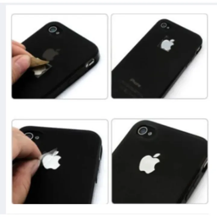Apple metal look silver colour logo sticker for iphone and all mobile