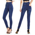 VISNXGI Stretchy Solid Color Plus Size Jeggings Fashion False Jeans Women Tight Seamless Pocket Leggings Soft Pencil Pants.