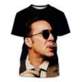 Actor Star Nicolas Cage 3D Printing T-Shirt Unisex Fun Short Sleeve Casual Round Neck T-Shirt Men's Fashion Punk Tops.