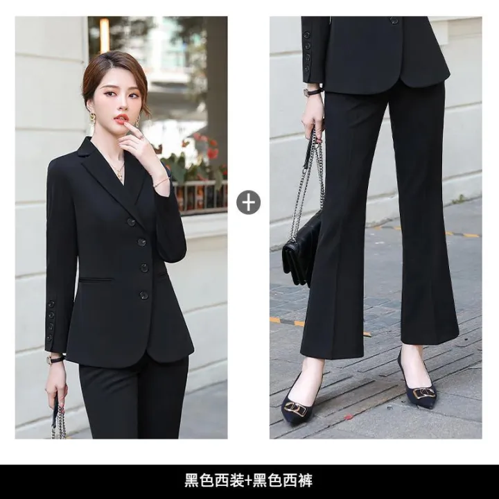Business%20Wear%20Women's%20Suit%20Fashion%20Temperament%20Goddess%20Style%20Small%20Suit%20President%20Korean%20Style%20Suit%20Beautician%20Wide%20Leg%20Overalls%20-%20Image%202