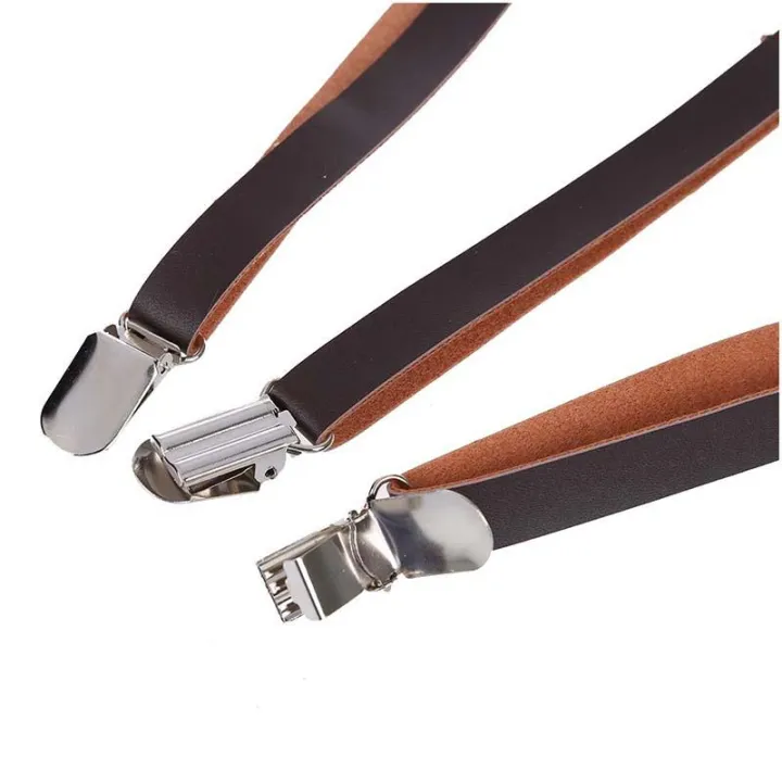 Coffee%20Faux%20Leather%20Adjustable%20Band%20Suspenders%20Braces%20-%20Image%204