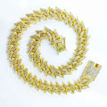 Men Iced Out Bling Necklace Hip Hop Chain Necklace 20mm Thorn Shape Chains Fashion HipHop Jewelry For Birthday Gift. 