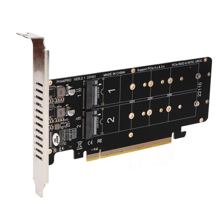 Carte Adaptateur PCIe X16 Pour 4 SSD NVMe M.2 - Extension Double Face, Dissipation Thermique - Compatible 2242/2260/2280/22110