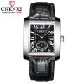 CHENXI Vintage Classic Square Brown Leather Strap Wrist Watches Fashion Brand Watches Men's Quartz Clock.