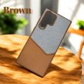 For Samsung Galaxy S22 Ultra Back Cover Case (Dual PU Leather Stitch | Professional Minimalist | Soft and Flexible)-E_Store.