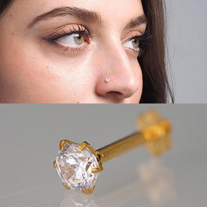 Gold Plated Nose Pin With A Cubic Zirconia Stone - Nose Ring
