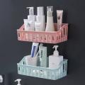 Plastic Bathroom Shelf Organizer - No-Drill Wall-Mounted Shower Rack for Toiletries. 