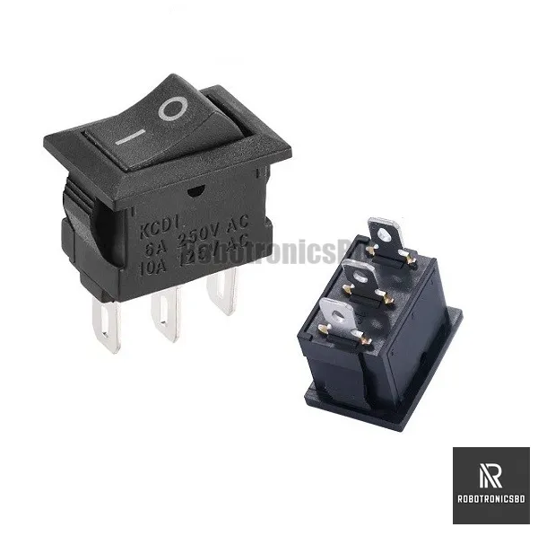 3 Pcs ON OFF Rocker Switch 3 Pin Black Color for Power Rocker Switches ...