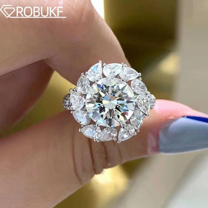 Luxury 3CT Moissanite Engagement Ring with Certificate Sparkling Diamond 925 Sterling Silver Wedding Band Jewelry Ring For Women