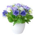 Imitation Potted Flower Rose Hotel Decoration Plastic Bookshelf Table Artificial Flower Pot for Office.