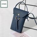ZIME Litchi pattern cover type vertical hanging big iron ring bag summer and autumn cross-body small bag. 