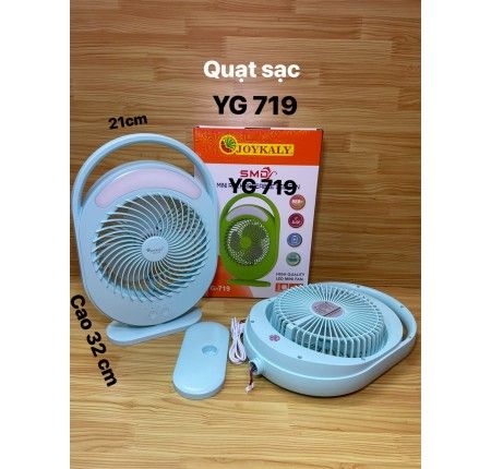 JOYKALY YG-719 Rechargeable 2400mAh Lithium Battery Strong Wind Desk Fan With LED Lamp