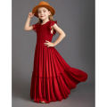 GC Girls Short Sleeve Lace Applique Dresses Casual Zipper Solid Color Long Skirts Summer Maxi Dress For Ceremony.