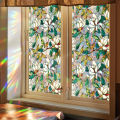 GC Static Cling Decorative Window Film, Vivid Plant Flower Stained Glass Window Decals Sticker Non-Adhesive, Sunscreen Window Clings For Living Room Kitchen.