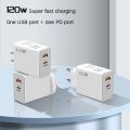 120w Usb Fast Charger Charging Wall Phone Charger Qc3.0 Usb C Type C Cable Adapter For Iphone Huawei Samsung Xiaomi Quick Charge.