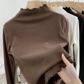 Oversize women's clothing 300 Jin Fat MM Autumn and Winter Long-Sleeved Inner Top De Velvet Half Turtleneck Wooden Ear Bottoming Shirt for Women 2.
