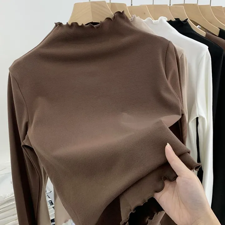 Oversize%20women's%20clothing%20300%20Jin%20Fat%20MM%20Autumn%20and%20Winter%20Long-Sleeved%20Inner%20Top%20De%20Velvet%20Half%20Turtleneck%20Wooden%20Ear%20Bottoming%20Shirt%20for%20Women%202%20-%20Image%206