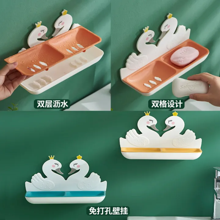 Soap%20Dish%20Wall-Mounted%20Punch-Free%20Toilet%20Bathroom%20Light%20Luxury%20Soap%20Draining%20Rack%20New%20Household%20Double-Layer%20Soap%20Holder%20-%20Image%203