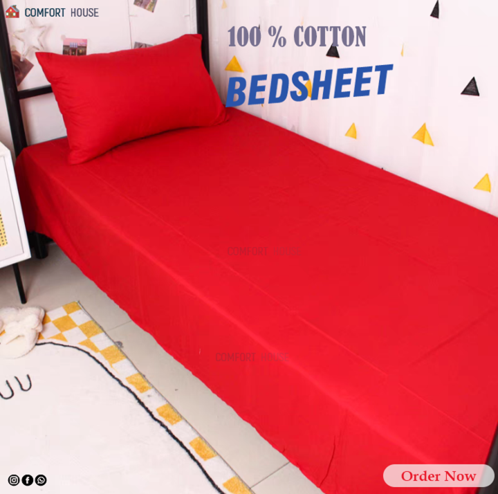 Cotton%20Bed%20Sheet%20(5x6.66Feet)%20With%20Matching%20Pillow%20Covers%20-%20Flat%20Sheet%20-%20Hand%20Washable%20-%20Image%202