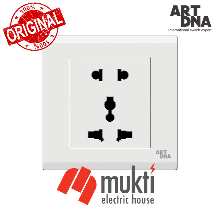 Art%20DNA%20E3%20White%20Series%2016A%20Two%20&%20Three%20Pin%20Multi%20Function%20Universal%20Socket%20without%20Switch%205%20Pin%20Electrical%20Wall%20Outlet%20ARTDNA%20-%20Image%202