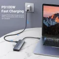 8 in 1 USB-C Hub M.2 SSD Enclosure Support NVME SATA ,With 4K HD,PD 100W,USB 3.0, RJ45 1000M,SD/TF Reader for Laptops Mac HP. 