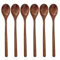 Wooden Spoons, 6 Pieces Wood Soup Spoons for Eating Mixing Stirring Cooking, Long Handle Spoon with Japanese Style Kitchen Utensil. 