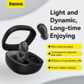 Baseus Bowie WM02+ Wireless Bluetooth Earphone Transparent Case With Smart Display Wireless Earbuds With Mic Touch Control App Support Low-Latency Earphone. 