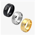 Laser logo men's superman stainless steel ring superhero trendy men's jewelry wholesale.