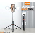 Plokama K9Pro Duel ring light  Meter Long Selfie Stick with Remote Control Foldable Feature for Selfiestick Tongsis. 